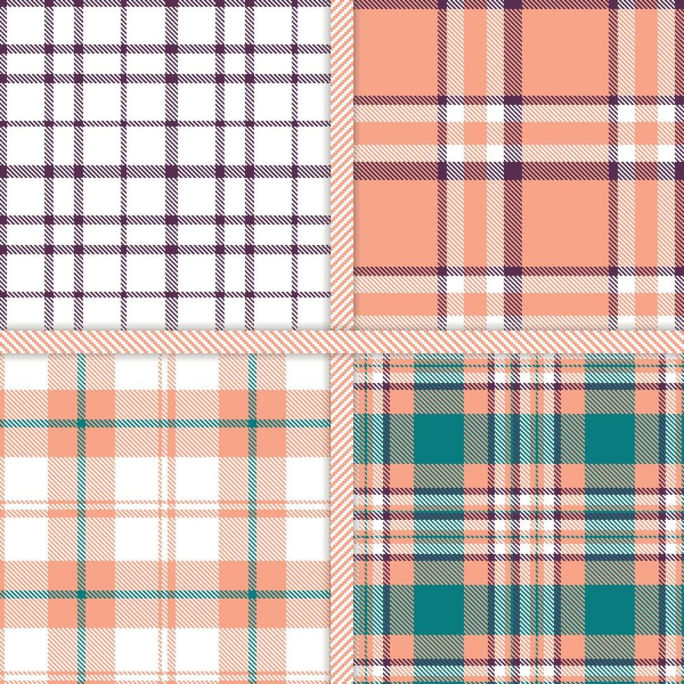 White, Light Salmon, Grape and Deep Aqua seamless pattern set of 4 vector