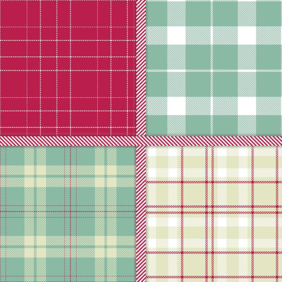Raspberry, White, Pale Teal and Pale seamless pattern set of 4 vector