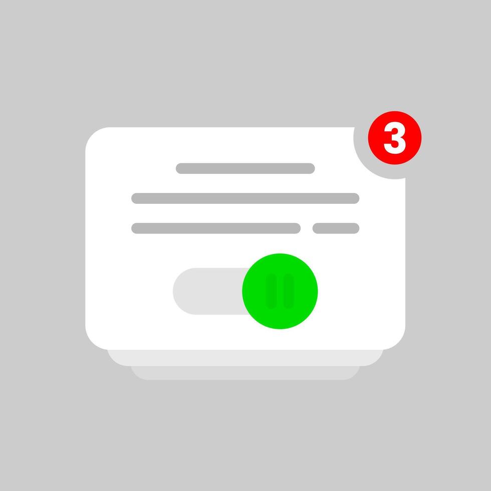 illustration of stacked notification icons with toggle switch. app notification settings, push notifications, user preferences, and alert management. for digital interfaces, mobile apps, UI concepts vector