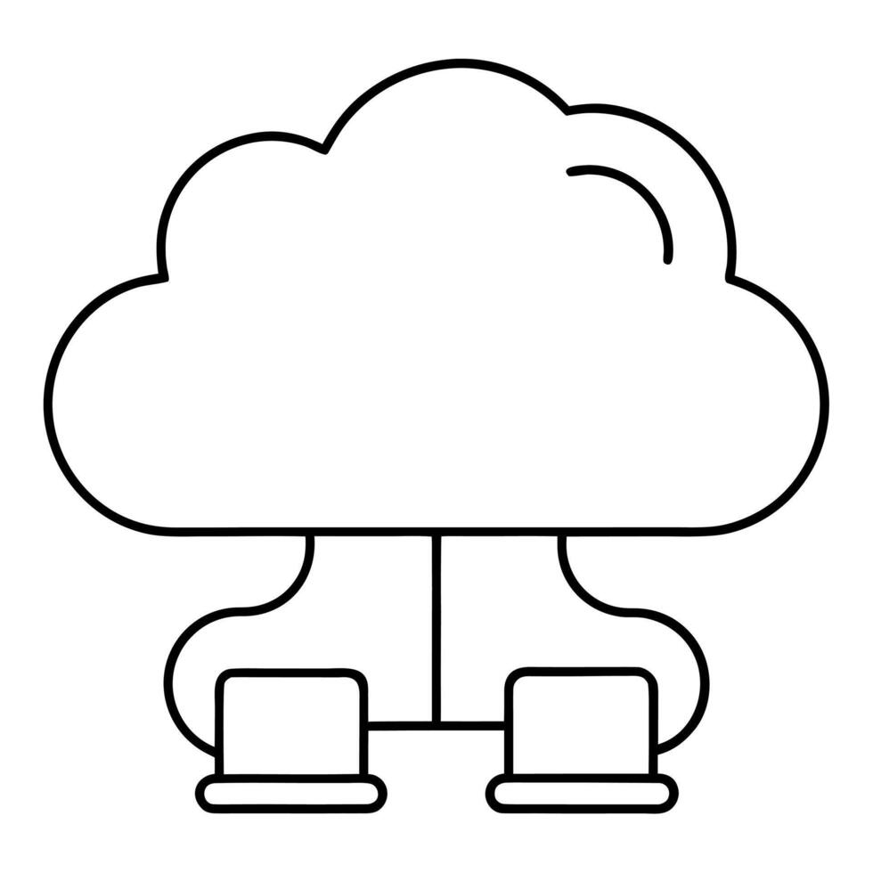 Cloud Computing Business Line Drawing Coloring Page Technology Theme vector