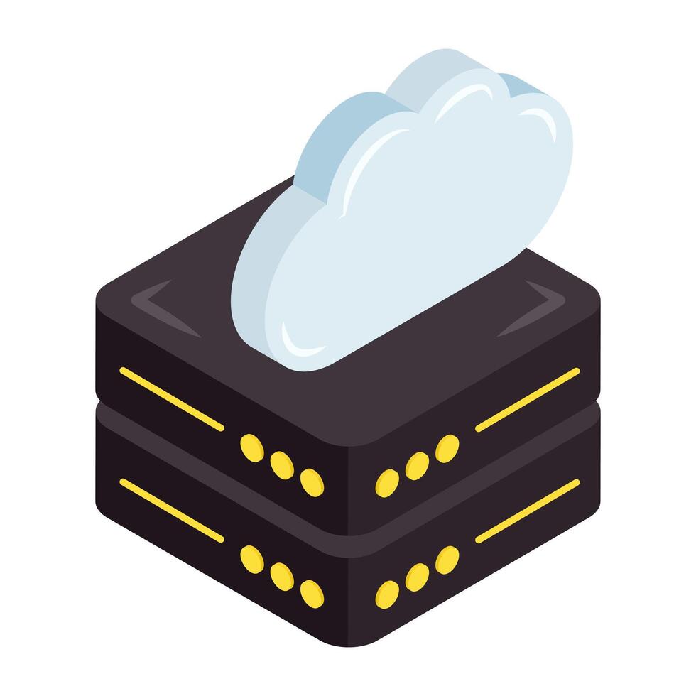 un único isométrica diseño icono de nube servidor vector