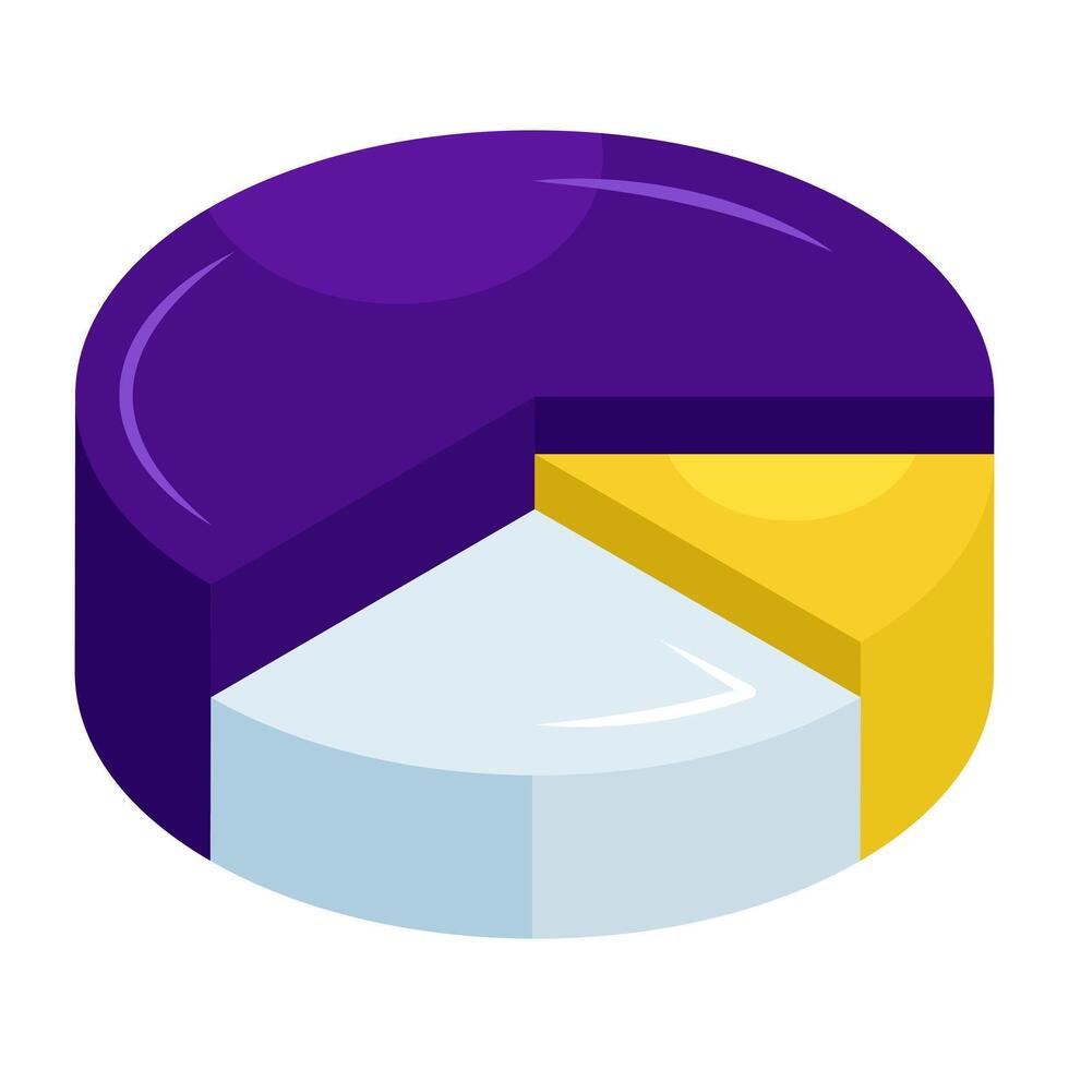 An icon isometric design of pie chart vector