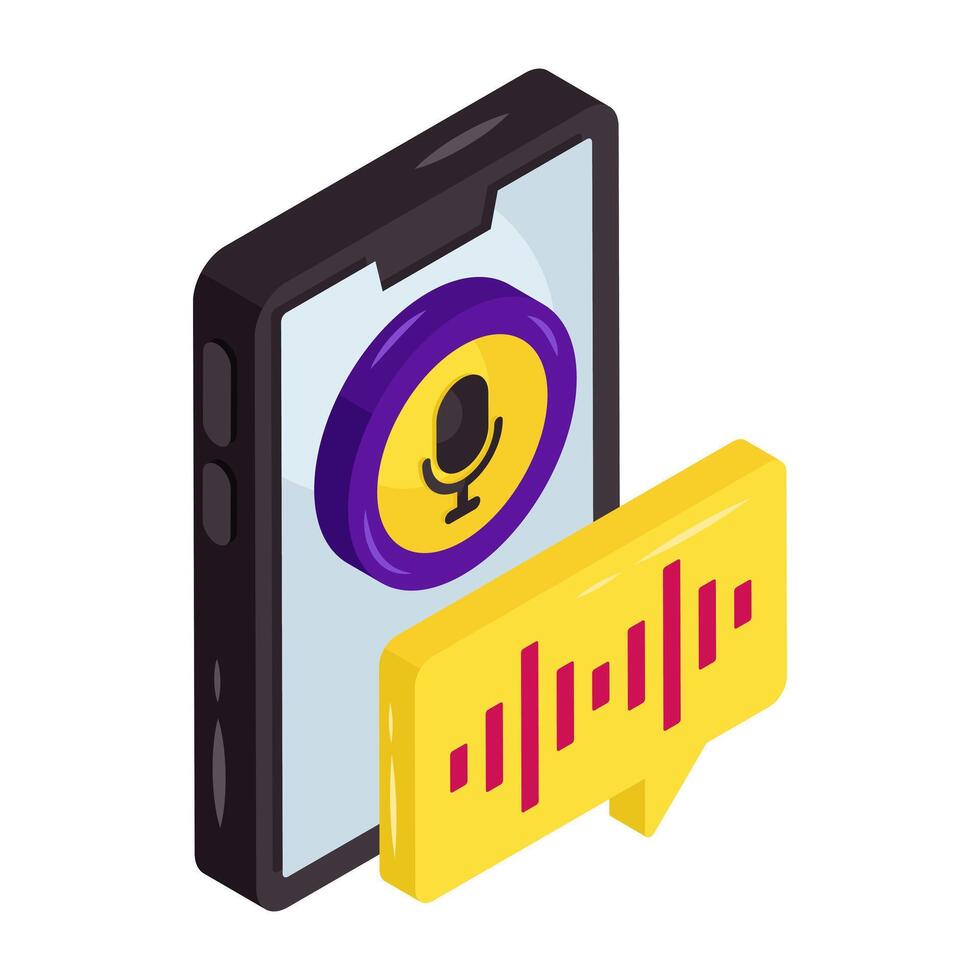 Conceptual isometric design icon of audio recorder vector