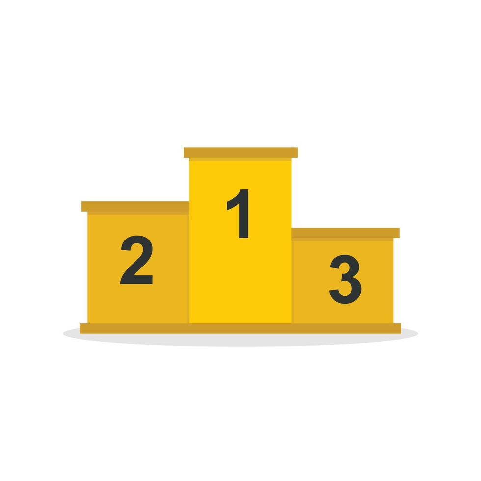 Gold podium with number one and two on it vector
