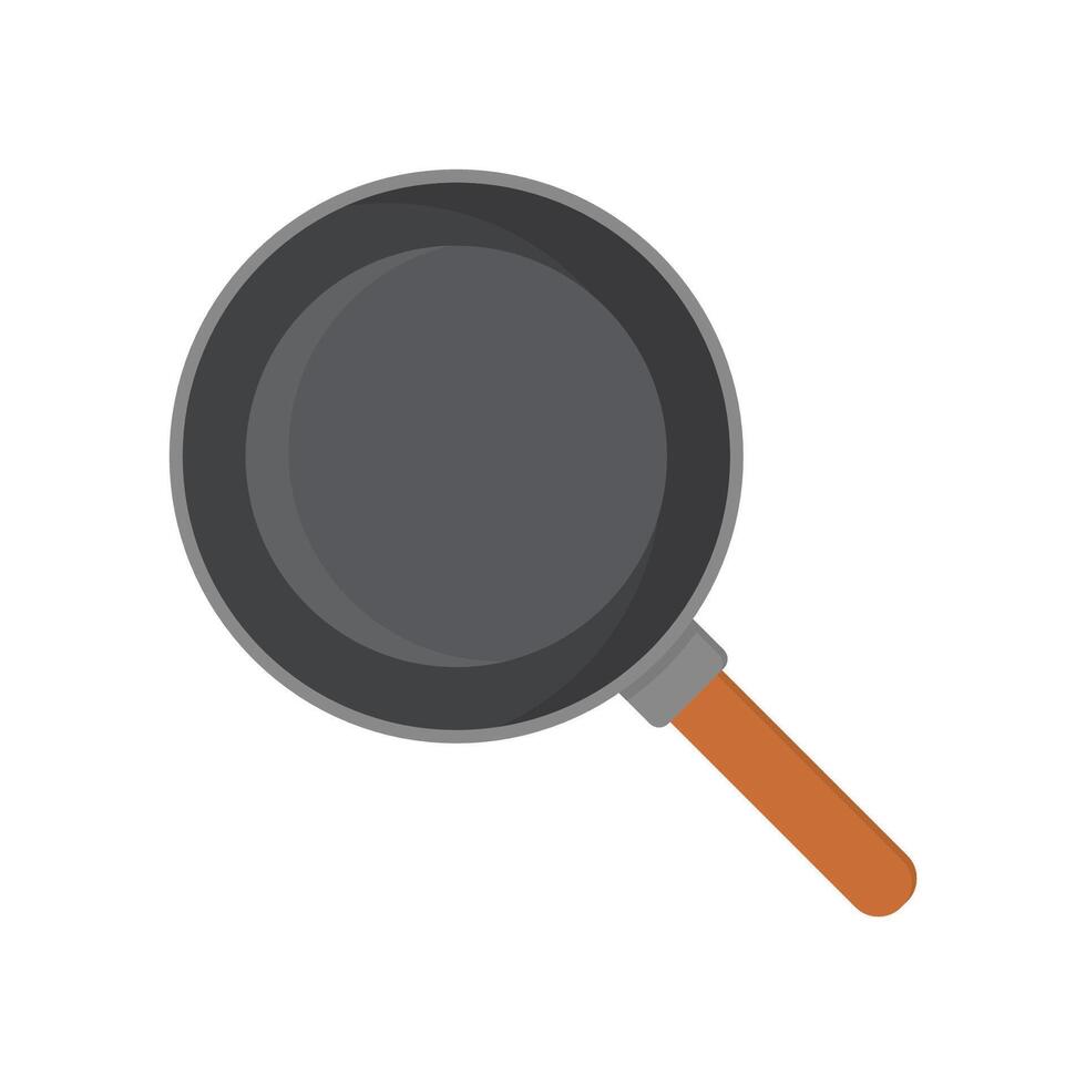 un fritura pan con un de madera encargarse de en un blanco antecedentes vector