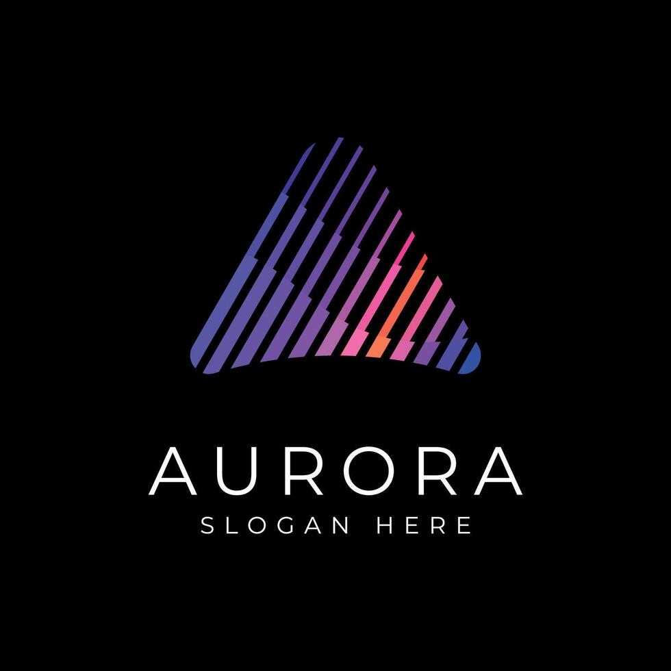 Aurora Modern Logo Abstract Triangle Shape with Gradient Line Effect vector
