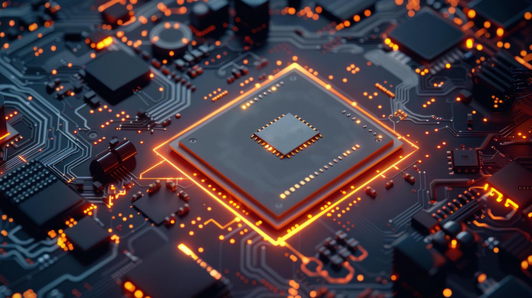 Computer processor on circuit board tech hardware photo