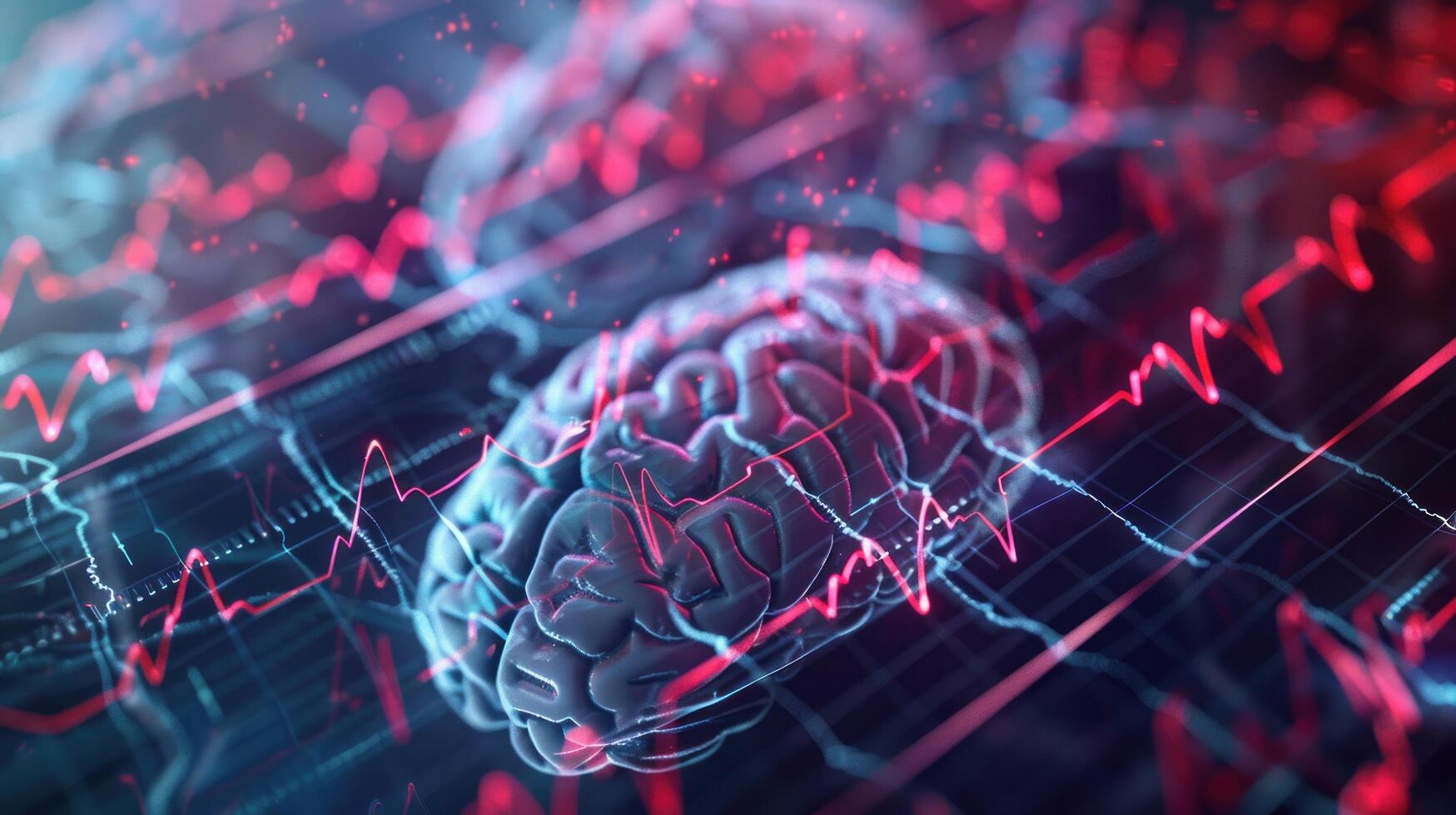 Brain data visualization showing neural activity and connections photo