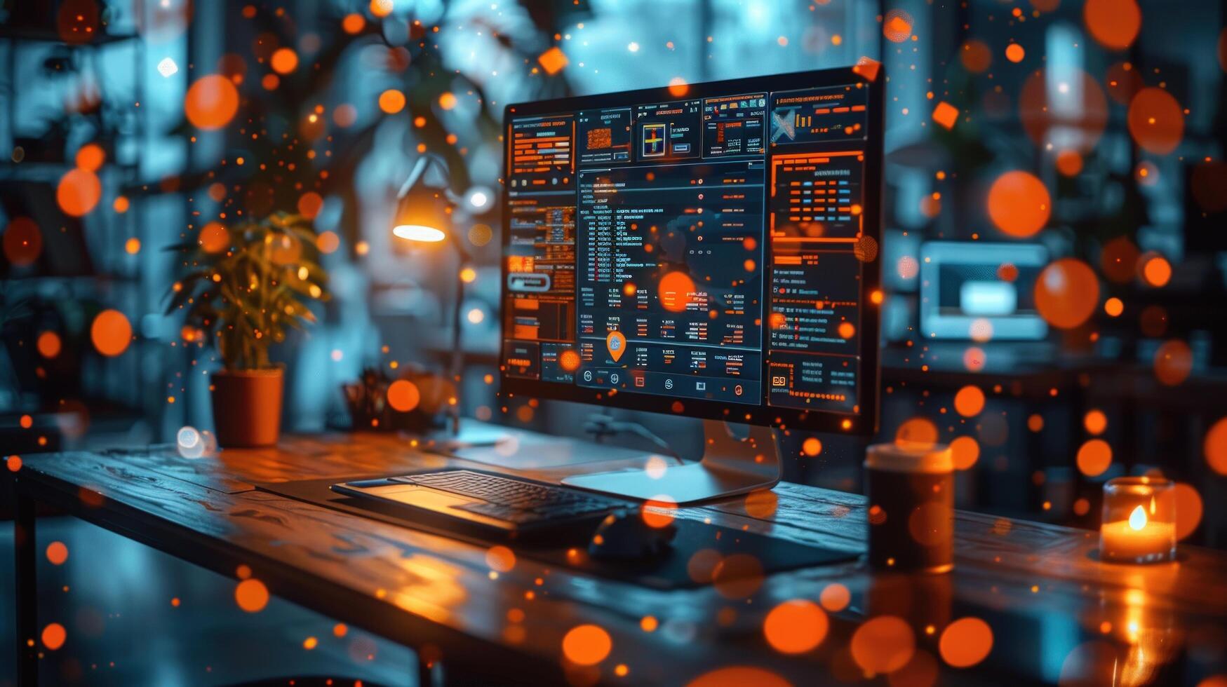 Computer screen displaying data visualization for analysis and software development photo