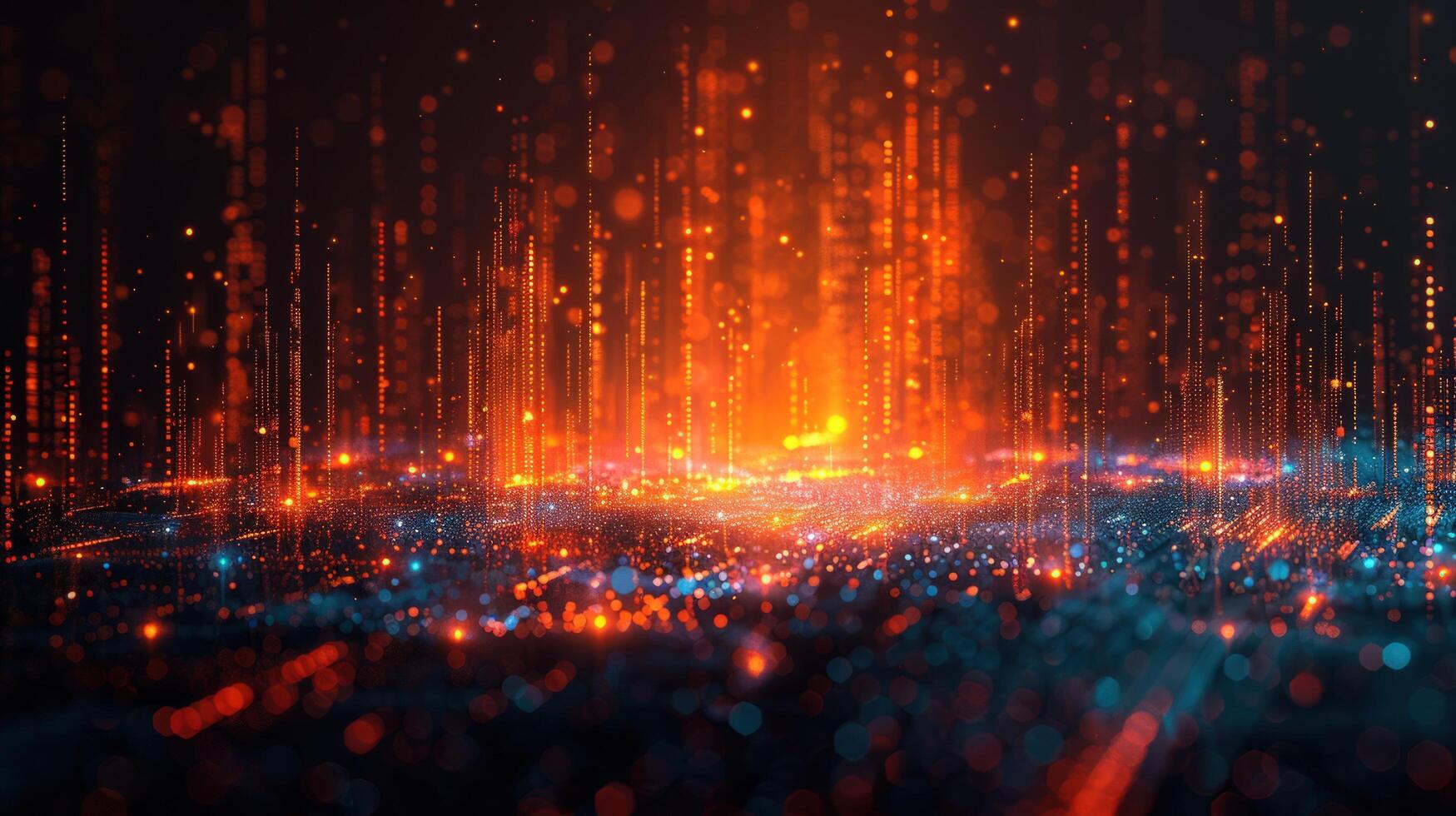 Abstract digital data stream visualization with glowing lines technology futuristic background photo