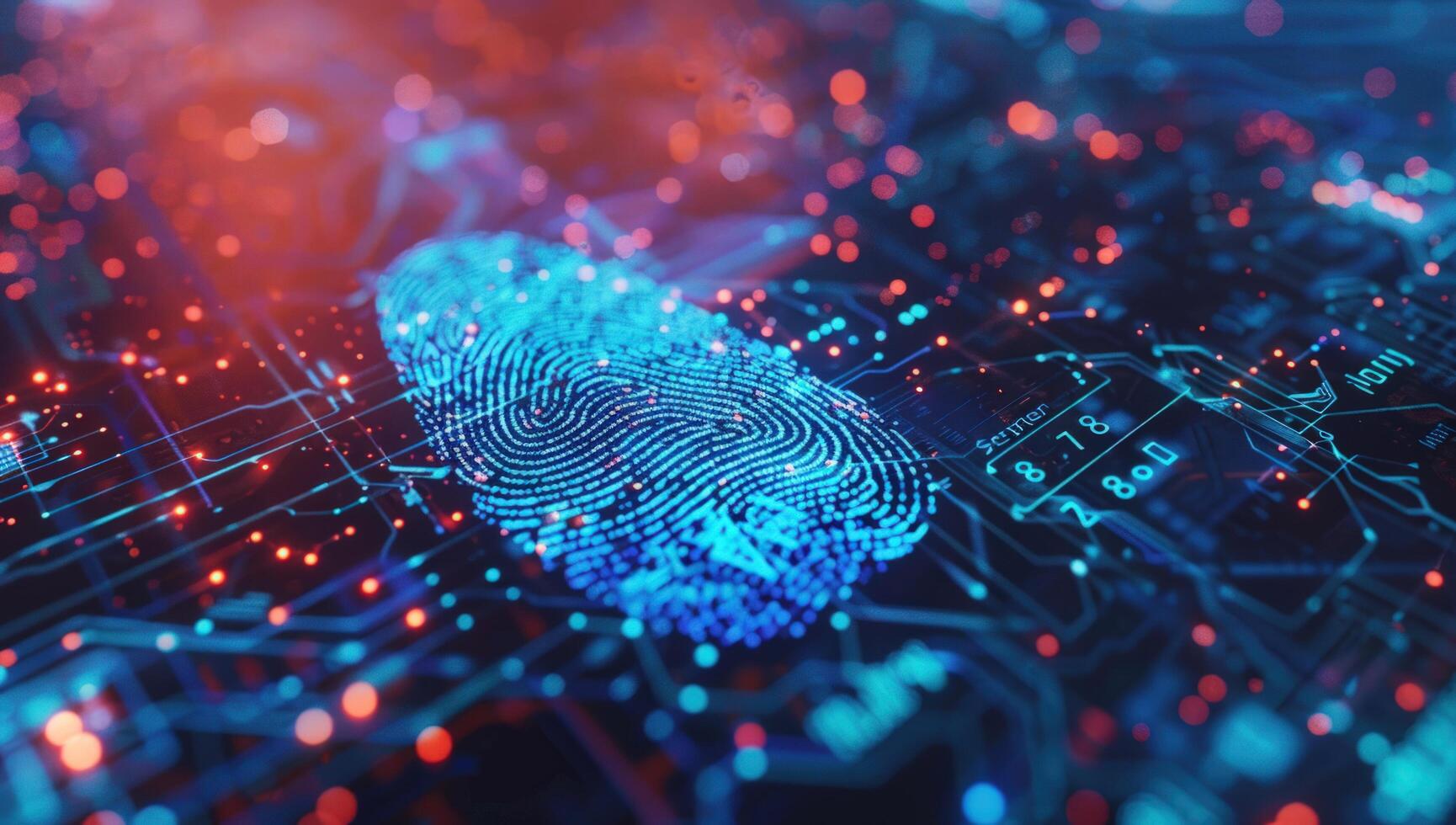 Fingerprint scan on tech circuit board high tech biometric identification photo