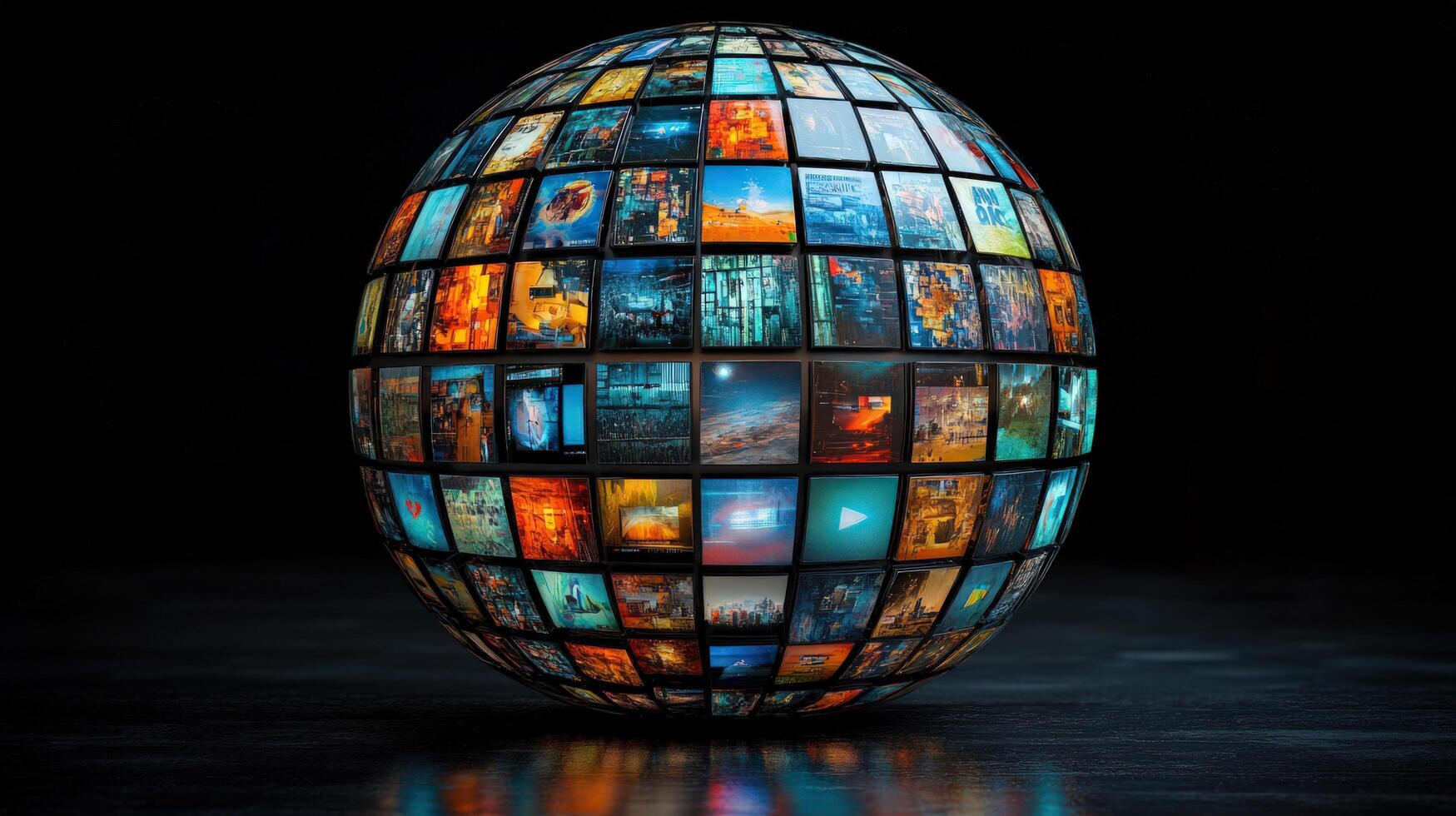 A sphere made of colorful squares, each containing a different image, representing the vastness of online content. photo