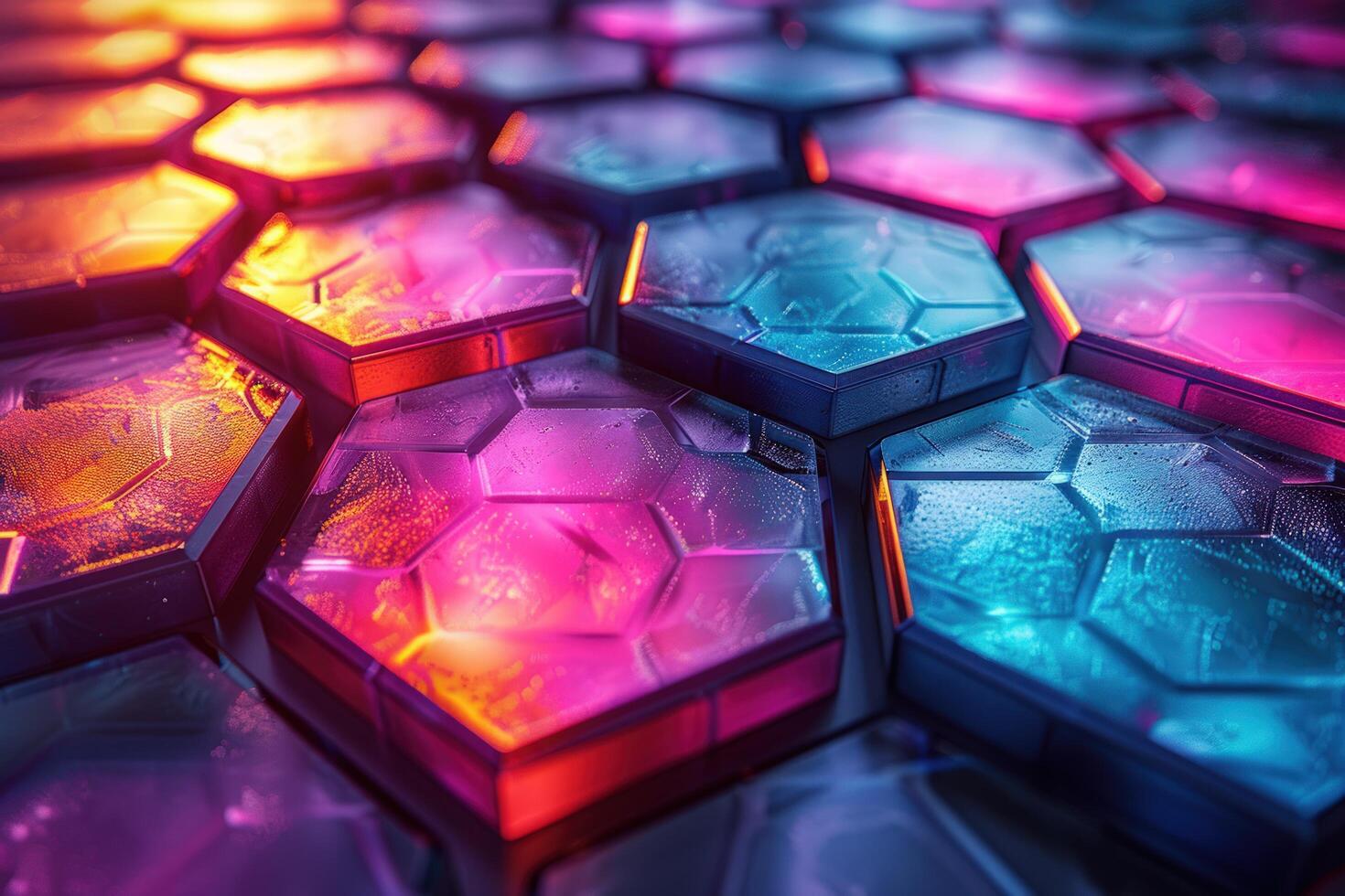 Abstract background of glowing hexagonal pattern. photo