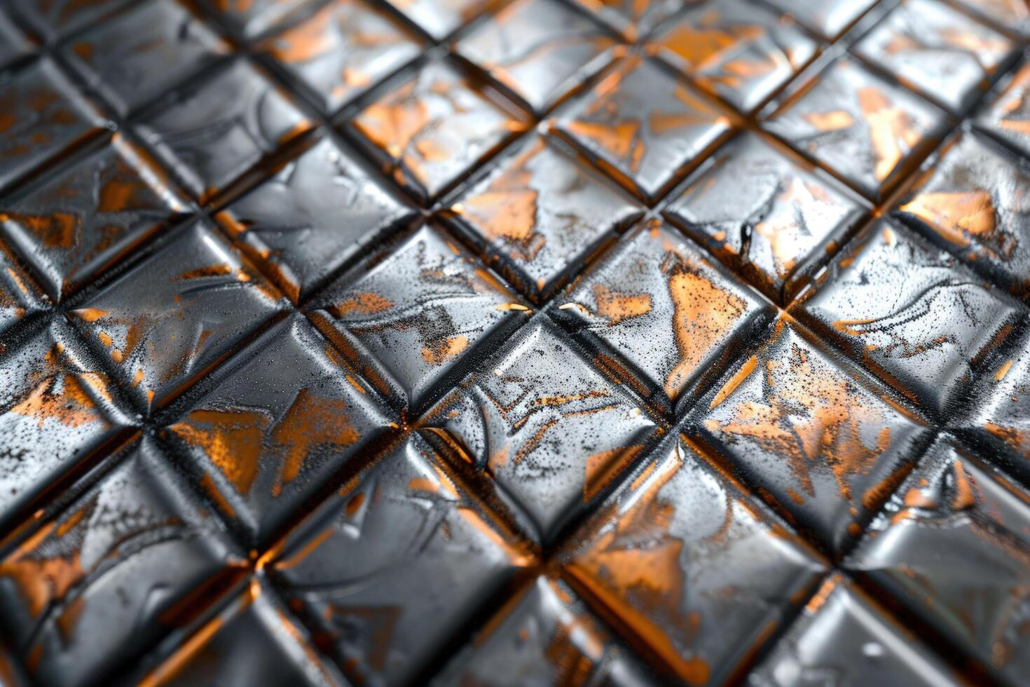 Abstract geometric pattern with silver and gold squares, creating a modern and luxurious background. photo