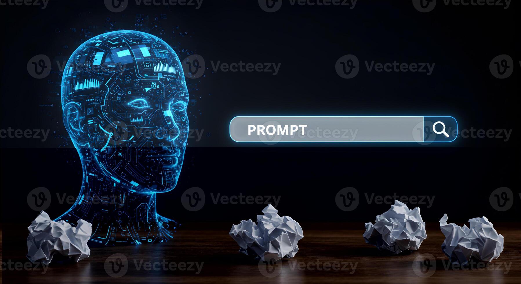 Ai prompt engineering search concept for generative artificial intelligence models and creativity 3d art photo