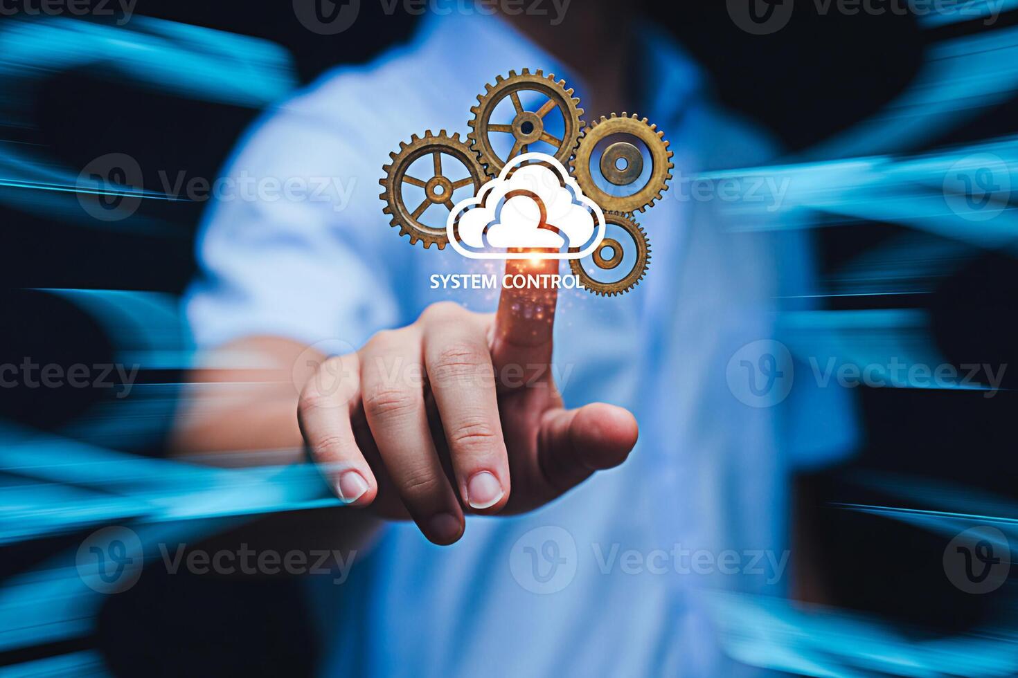 Cloud computing system control automation technology and digital transformation concept image idea photo