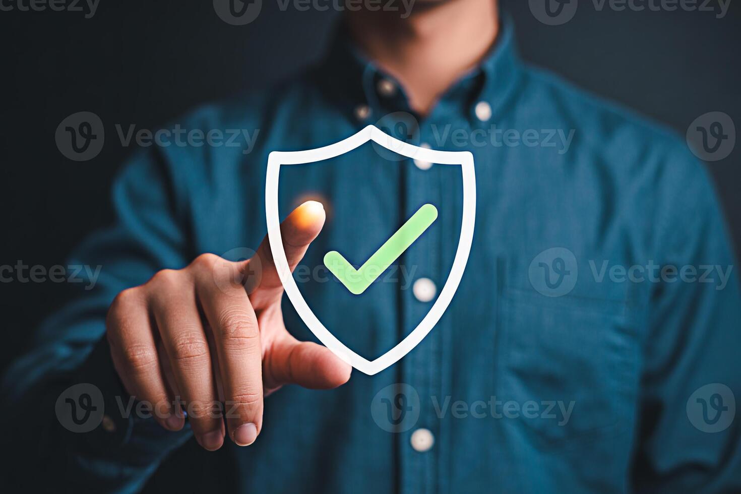 Understanding data security and protection with a shield and check mark for business solutions photo