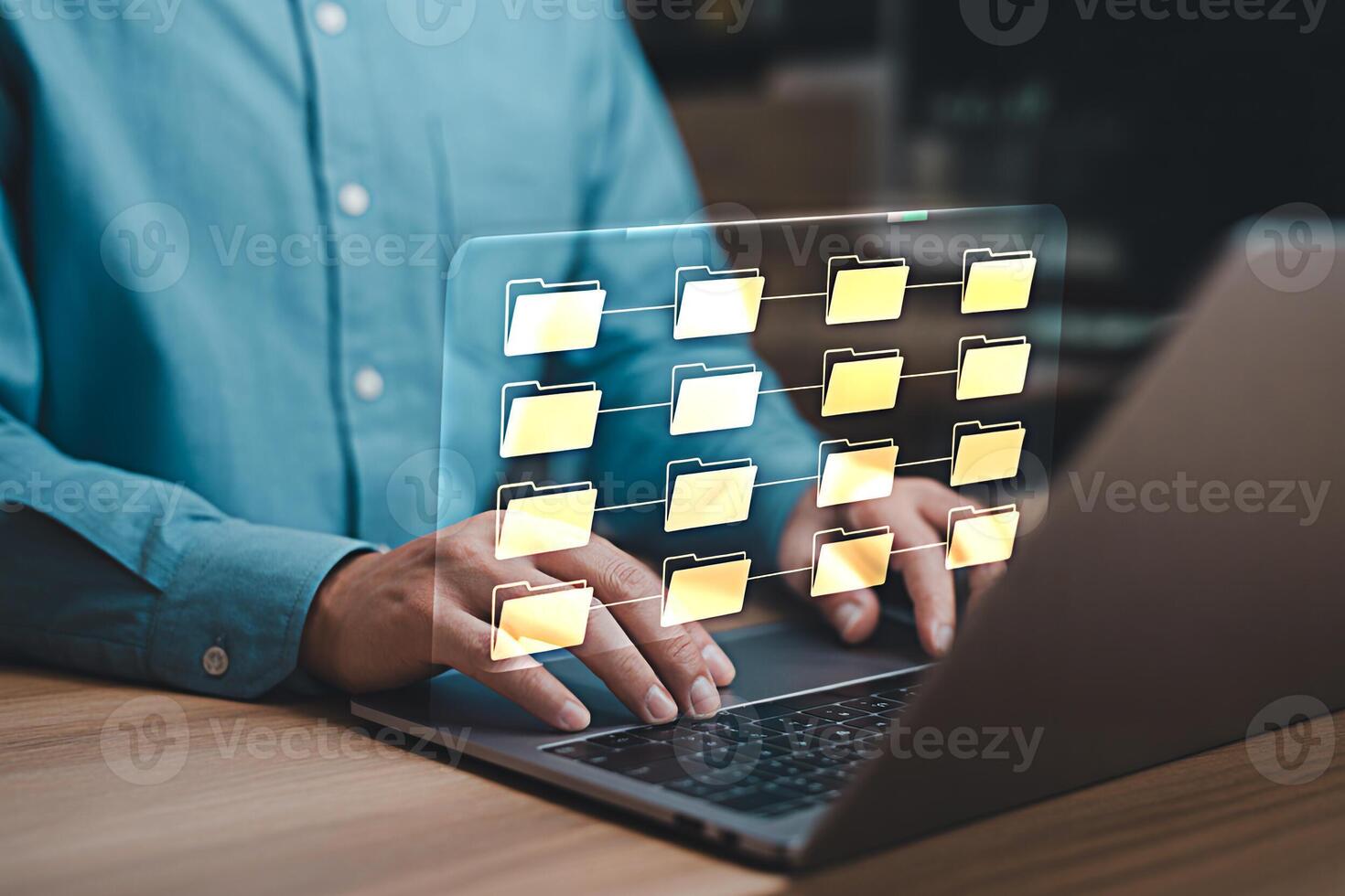 Understanding file management system for efficient data organization and storage on laptop device for work photo