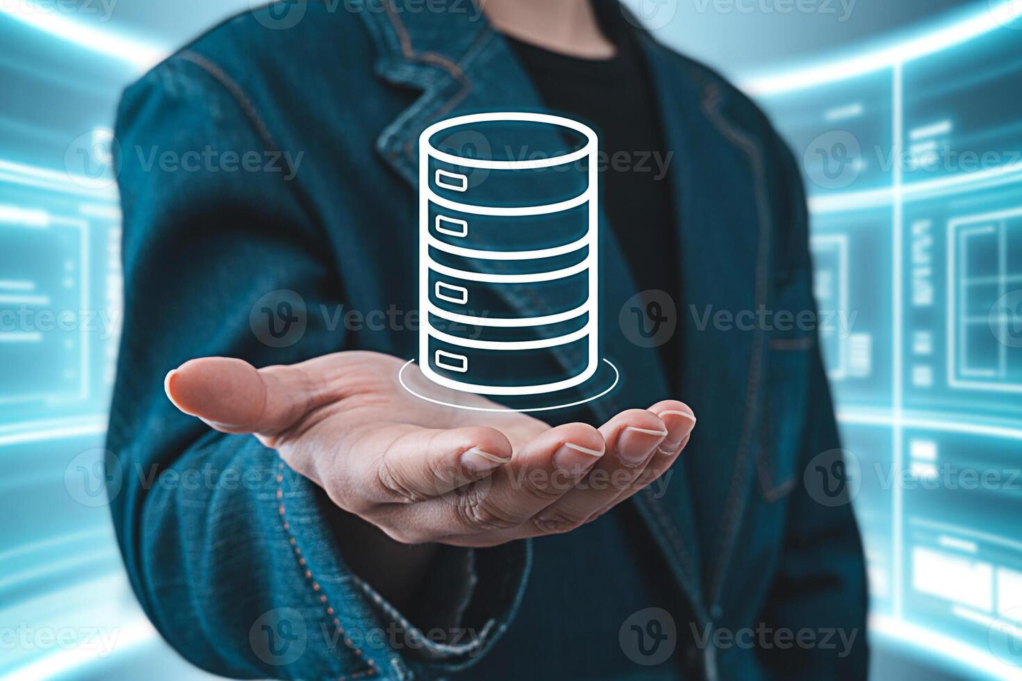 Data management server hosting cloud storage solutions database administration it infrastructure technology hand photo