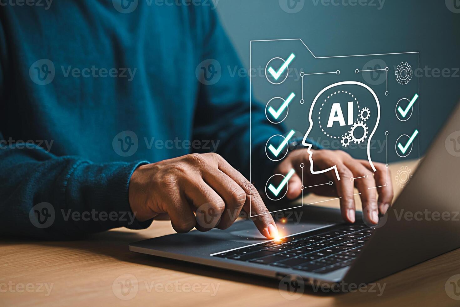 Ai automation software on laptop for business process optimization and task management efficiency system photo