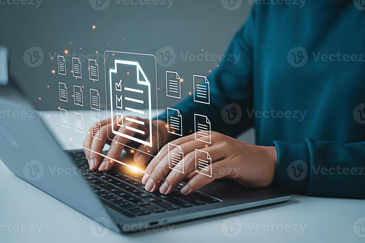 Streamline workflow automation with digital document management on laptop for efficient business process photo