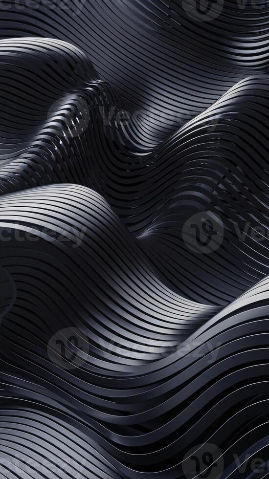 Abstract black wave patterns creating a smooth, flowing texture. photo