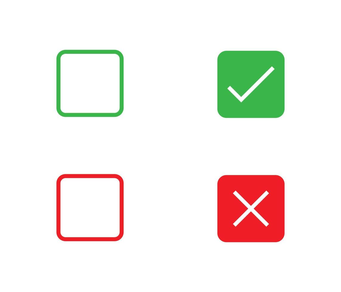tick and cross checkbox buttons vector