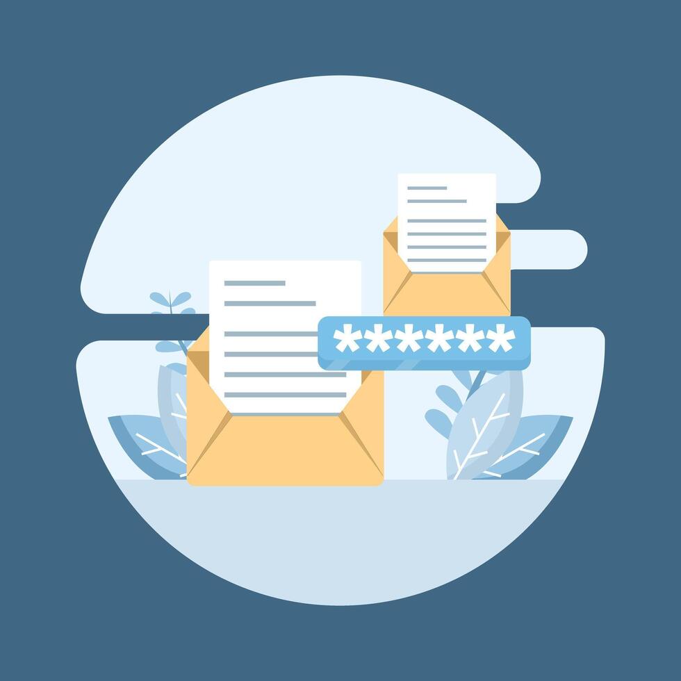 Flat illustration of double protection and two-step verification. OTP code via message or email as a security method to prevent hacking, account breaches, and protect data privacy. vector