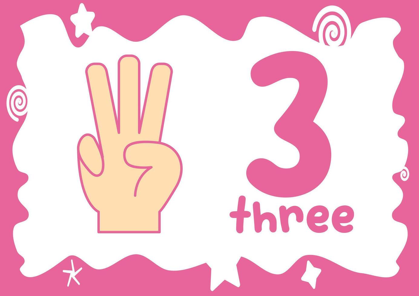 A fun and educational worksheet for kids to learn how to sign and write the number three vector