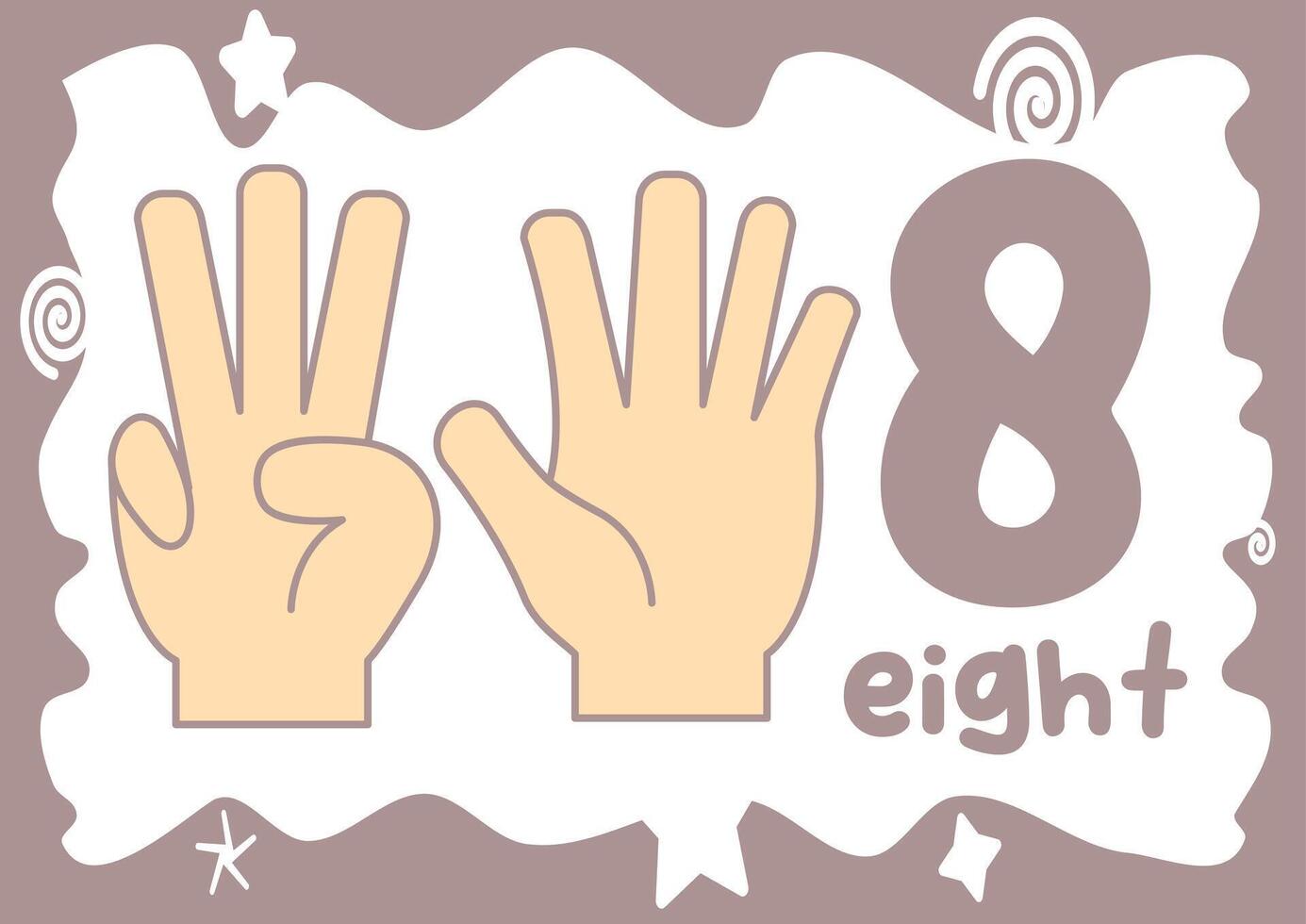 A fun and educational worksheet for kids to learn how to sign and write the number eight vector