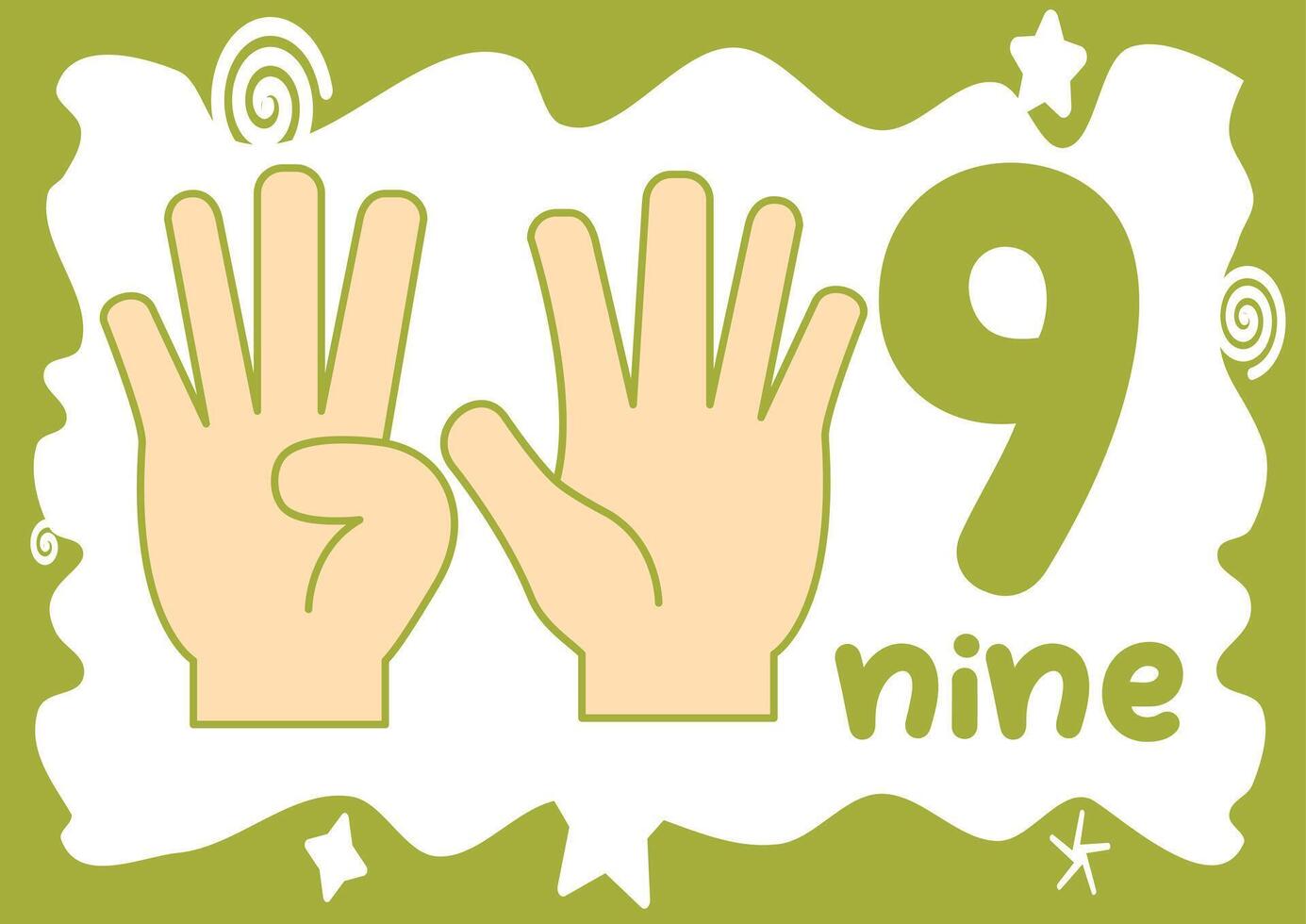 A fun and educational worksheet for kids to learn how to sign and write the number nine vector