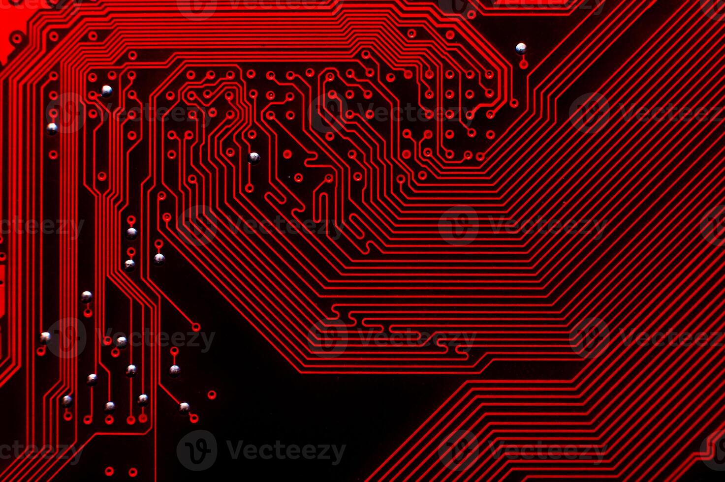 Top view of a computer plate as a background. Macro shot of a printed circuit board, paths are visible in detail. Abstract tech background for advertising photo