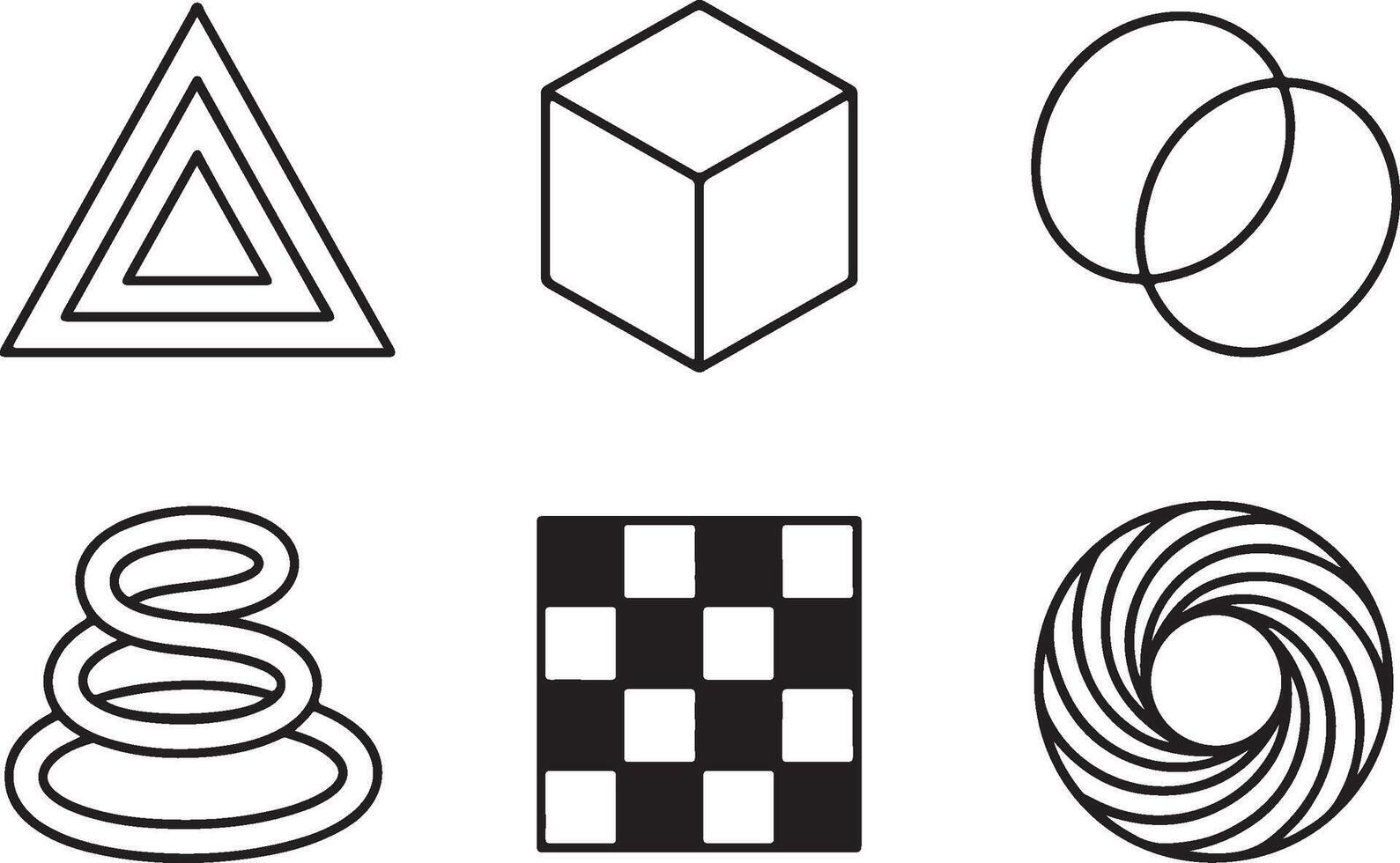 Geometric shapes and patterns isolated on white background vector