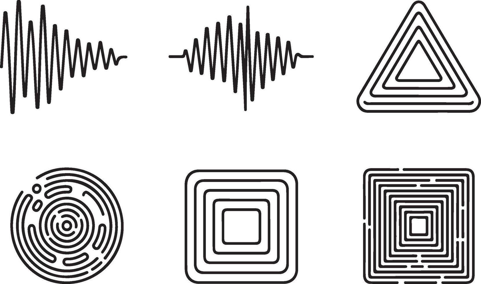 Abstract geometric shapes and sound waves isolated on white background vector