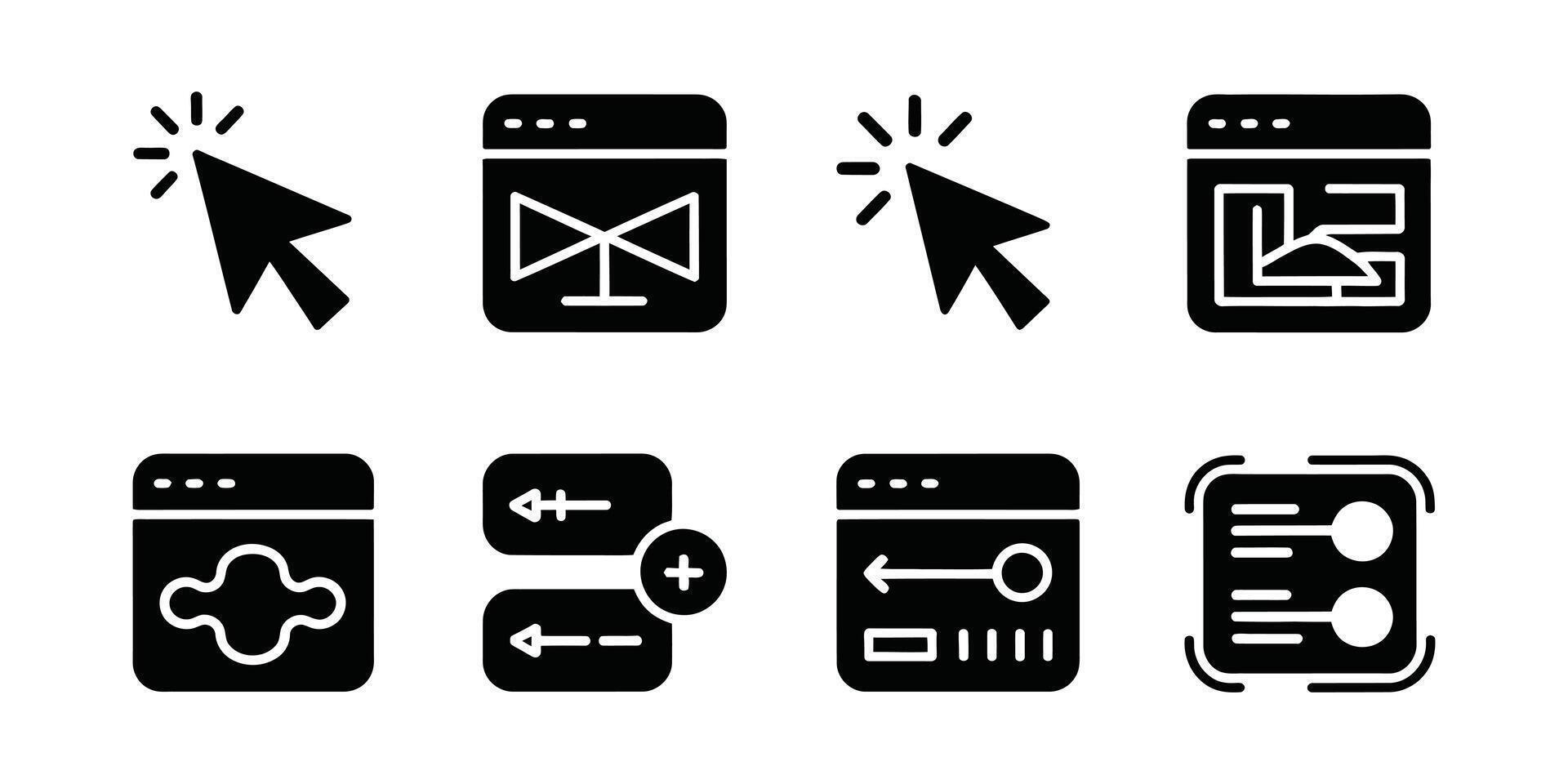 Collection of Modern Black Glyph UI Icons Cursors, Web Interface ...