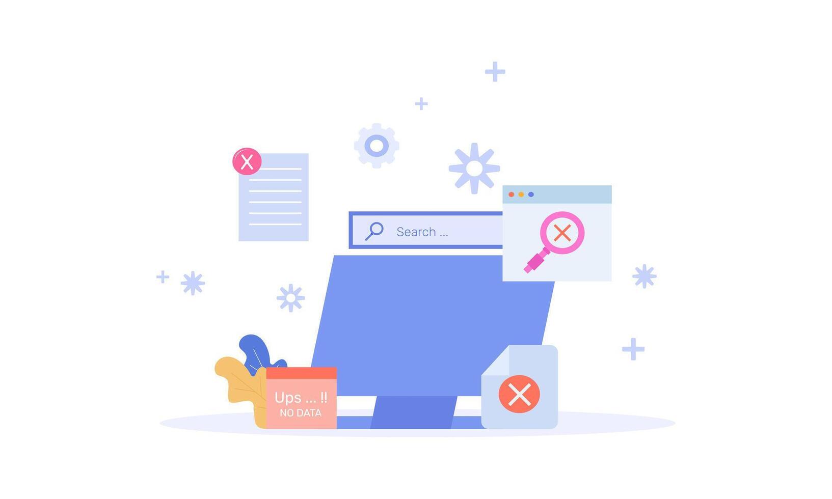 flat design computer concept no data illustration vector