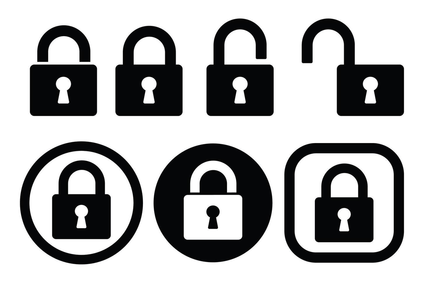 Lock and Unlock Icon Set, Security, Privacy, and Access Symbols vector