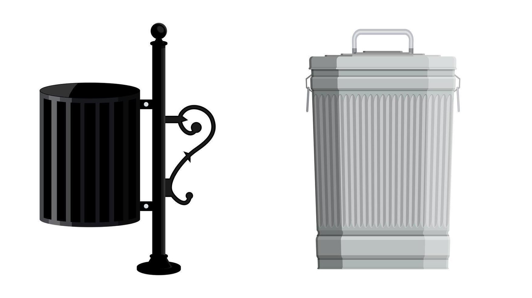 Two different models of public trash can vector