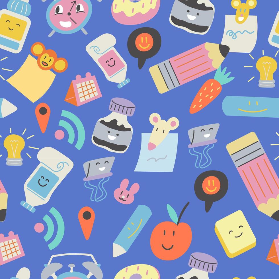 seamless pattern with school objects vector