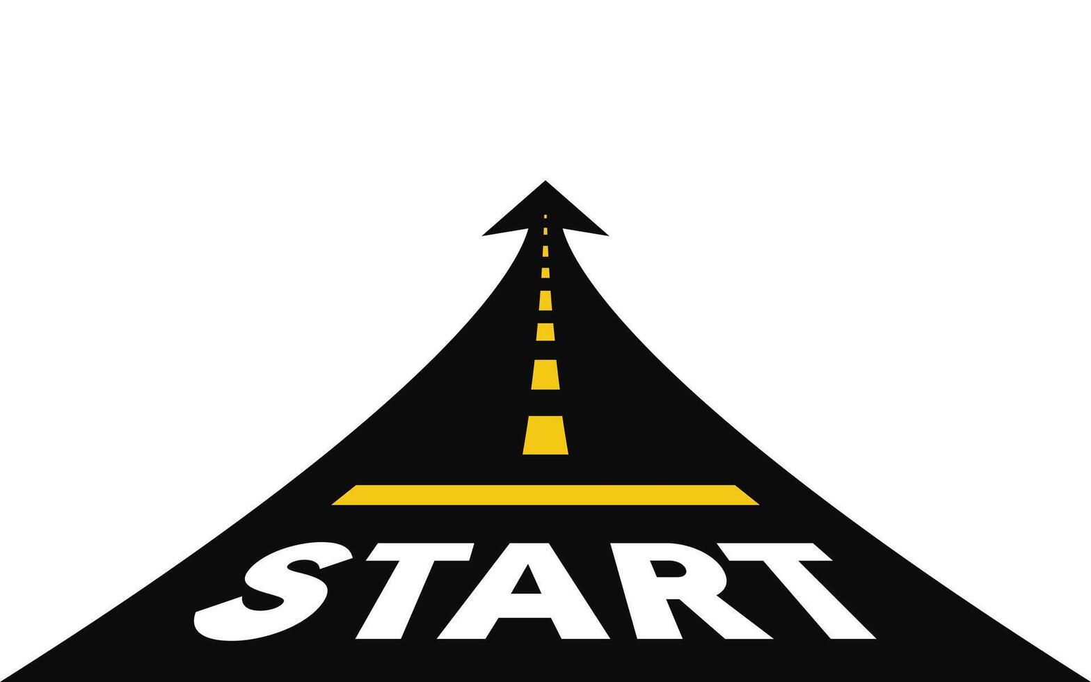 Start line on the highway. Conception of start vector