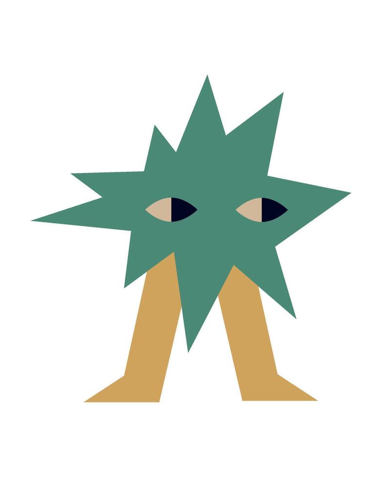 Abstract Star Character Illustration with Eyes. Minimalist geometric design featuring sharp angles and contrasting colors, ideal for creative projects vector