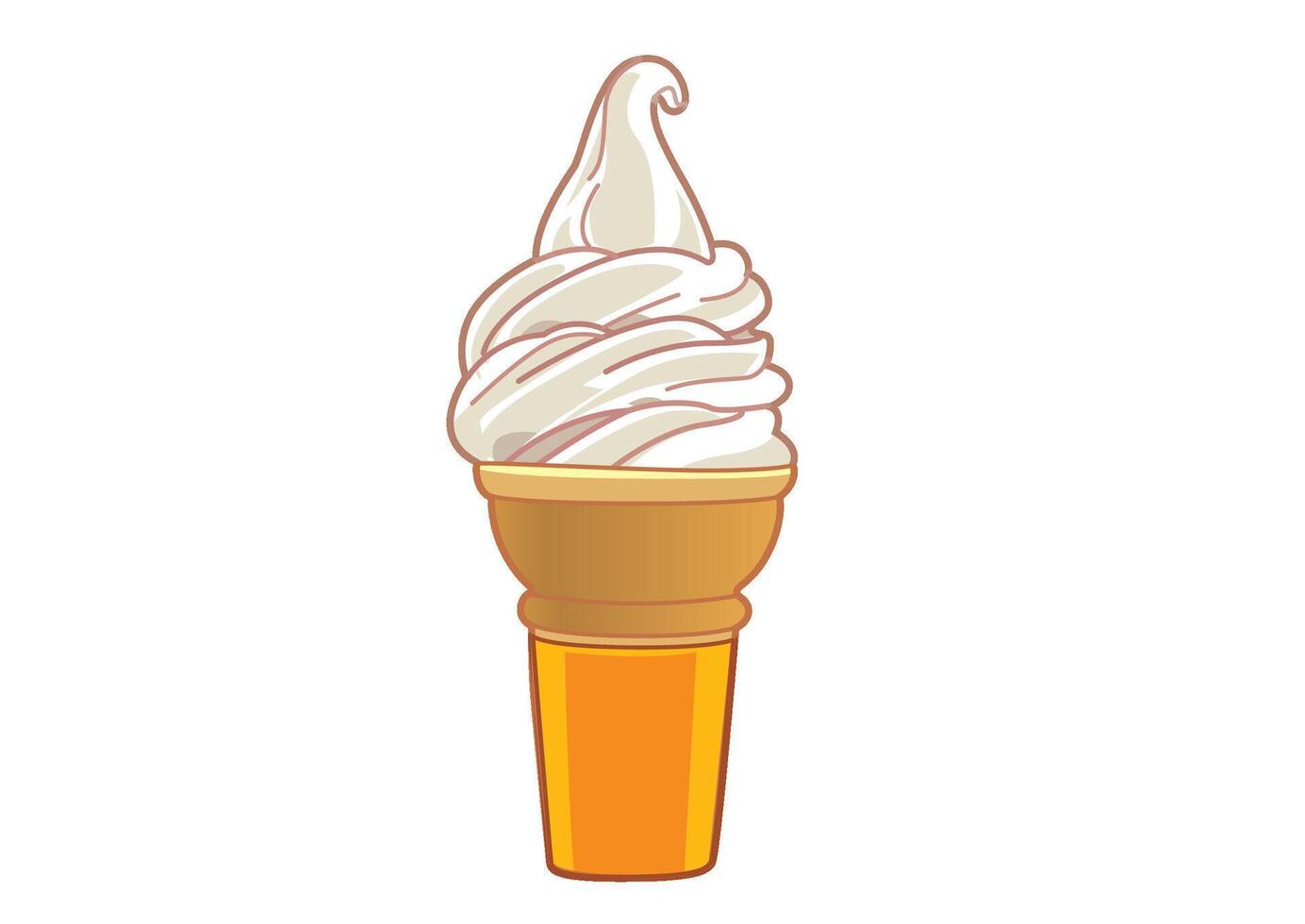 Delicious soft serve ice cream perfectly swirled in a crispy cone, ideal for enjoying on a warm day. Food concept vector