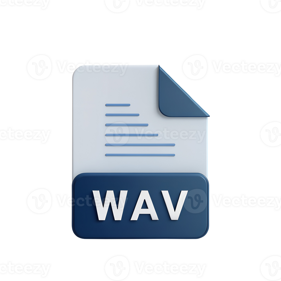 Serene 3D Render of a WAV Audio File Icon Clean, Modern Design for Digital Projects png