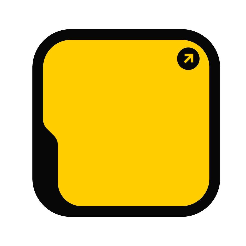 Yellow Frame with Black Border and Arrow Icon. Modern Yellow Window Element for Digital Display vector