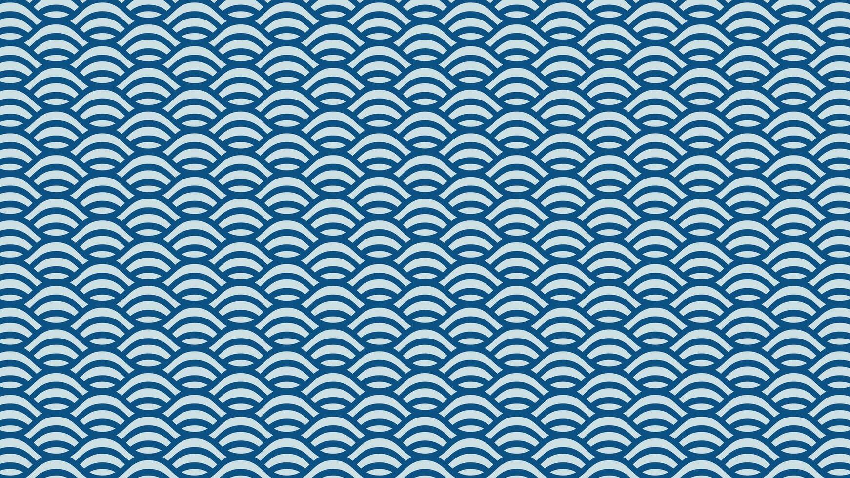 A classic seamless pattern featuring Japanese ocean waves in a traditional style. The monochromatic blue shades create a calm and elegant background, ideal for textiles and traditional designs vector