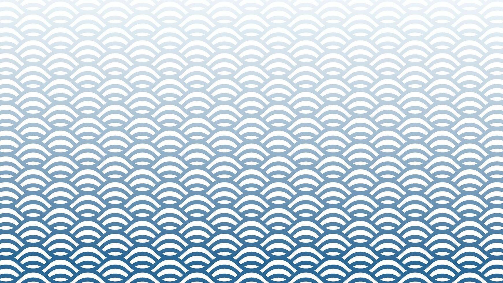 A tranquil graphic featuring a seamless Japanese wave pattern with a blue gradient from light to dark. This calm and elegant background is ideal for invitations, textile designs vector