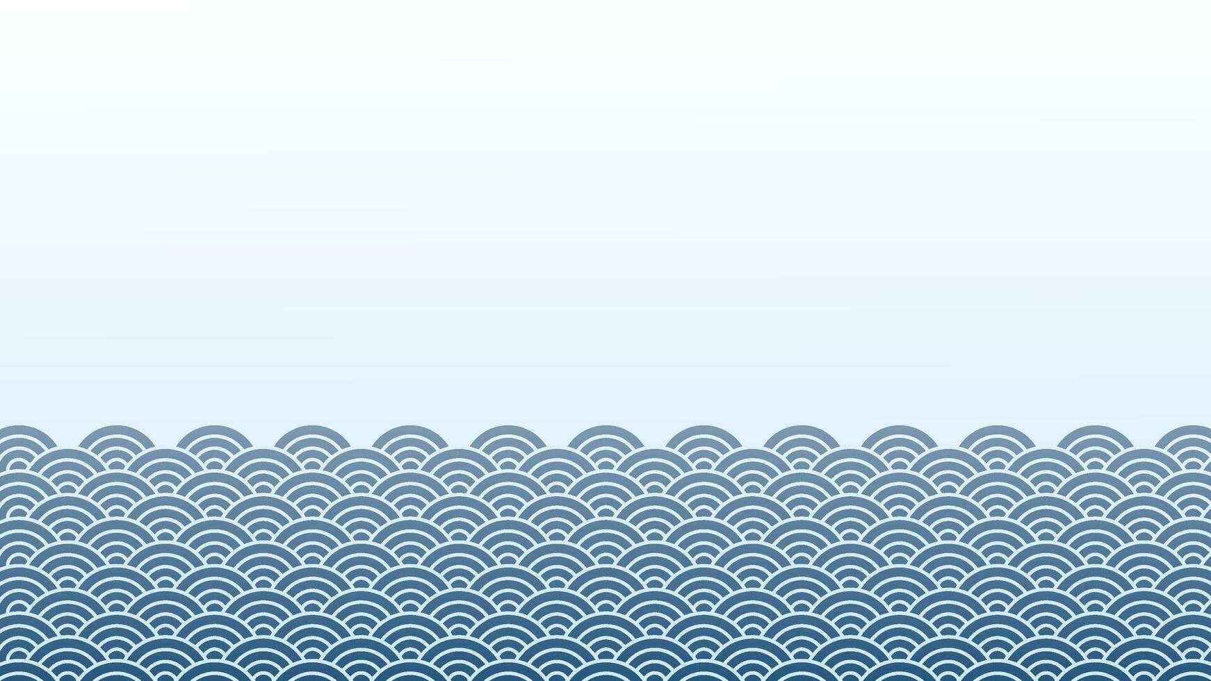 A beautiful background featuring a traditional Japanese wave pattern at the bottom with a calm blue gradient on top. This serene graphic is perfect for invitations, web banners, and posters vector