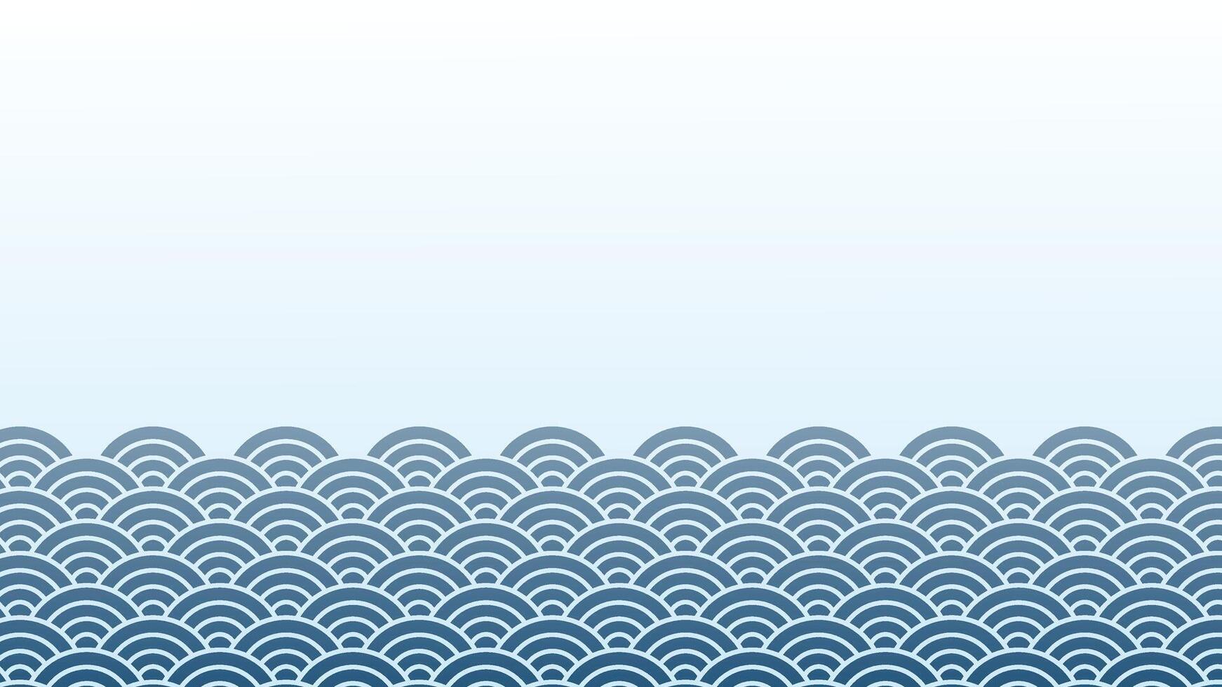 A tranquil background featuring traditional Japanese ocean waves at the bottom with a calm blue gradient in the sky. This elegant graphic is ideal for invitations, posters vector