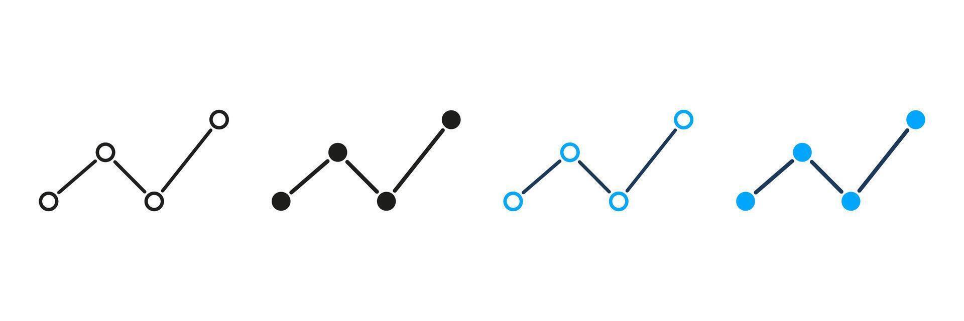 Line Graph Trend Analysis Line And Solid Icon Set. Data Visualization, Business Growth, Statistical Analysis Symbol Collection. Financial And Market Insights. Isolated Illustration vector