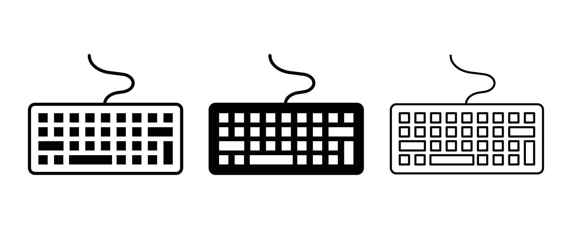 Computer keyboard black icon set. keyboard symbol. Keyboard icon sheet multiple style collection. vector
